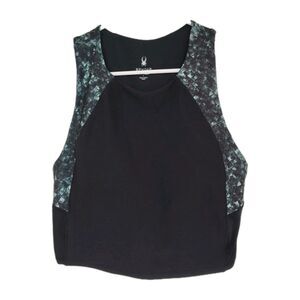Spyder Active Cropped Women's Athletic Halter Top, Size L, Black w/ gray accents